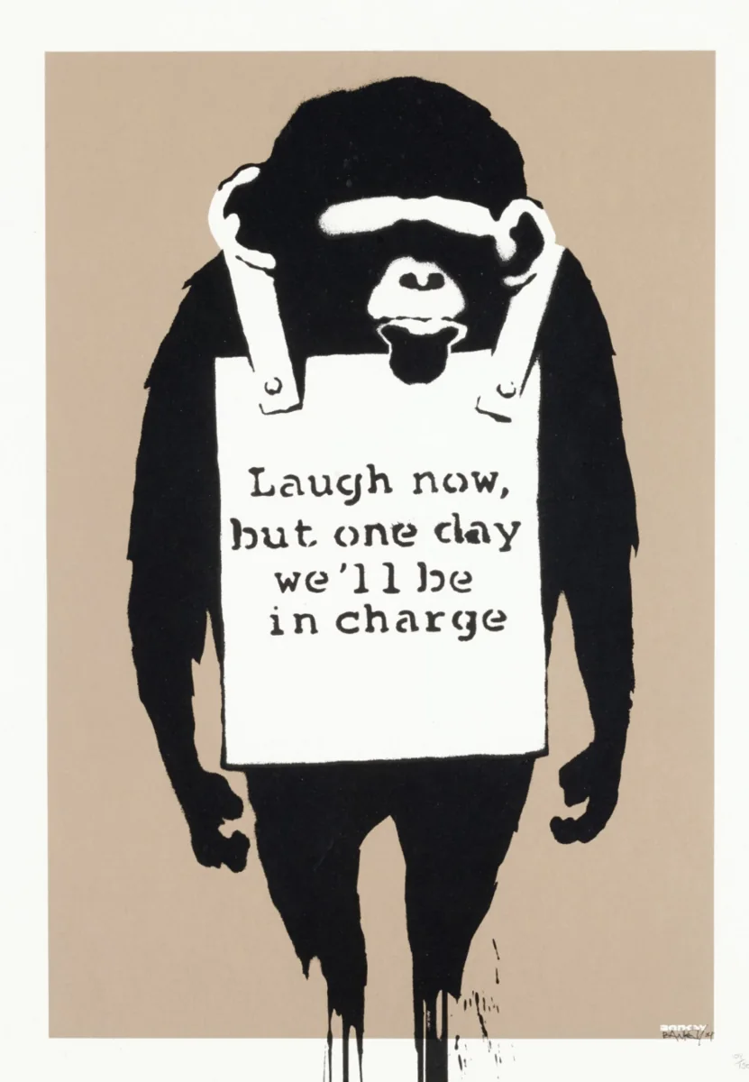 Banksy, Signed Laugh Now, screen print