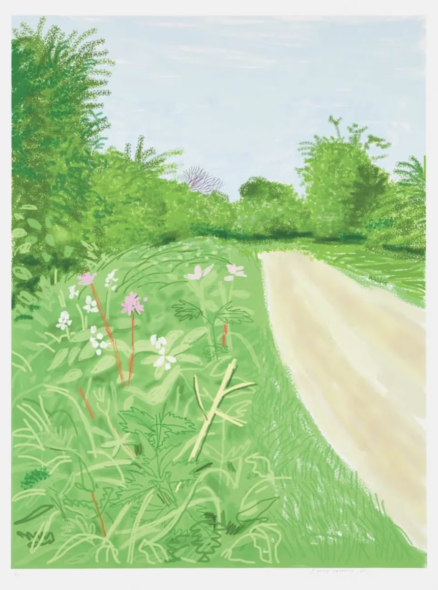 David Hockney, The Arrival Of Spring In Woldgate East Yorkshire 26th April 2011, 2011, iPad drawing printed on paper