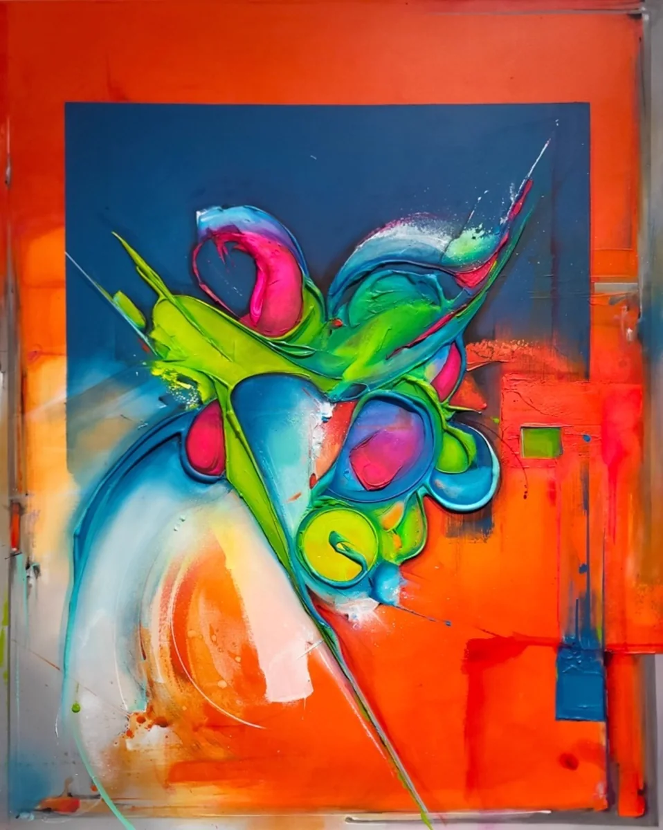 Gustavo Fernandez, The Lady In The Subway Phoenix, mixed media acrylics on canvas
