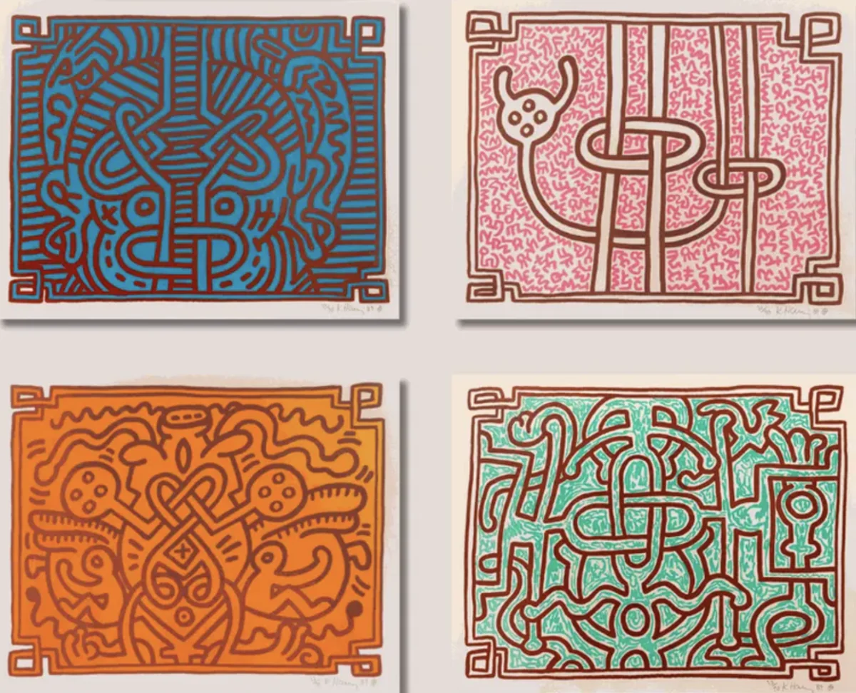 Keith Haring, Chocolate Buddha, 1989, the complete set of 5 lithographs on Arches wove paper