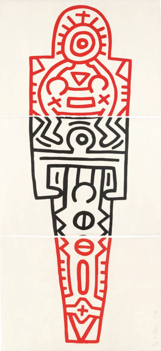 Keith Haring, Totem, 1989, wood cut