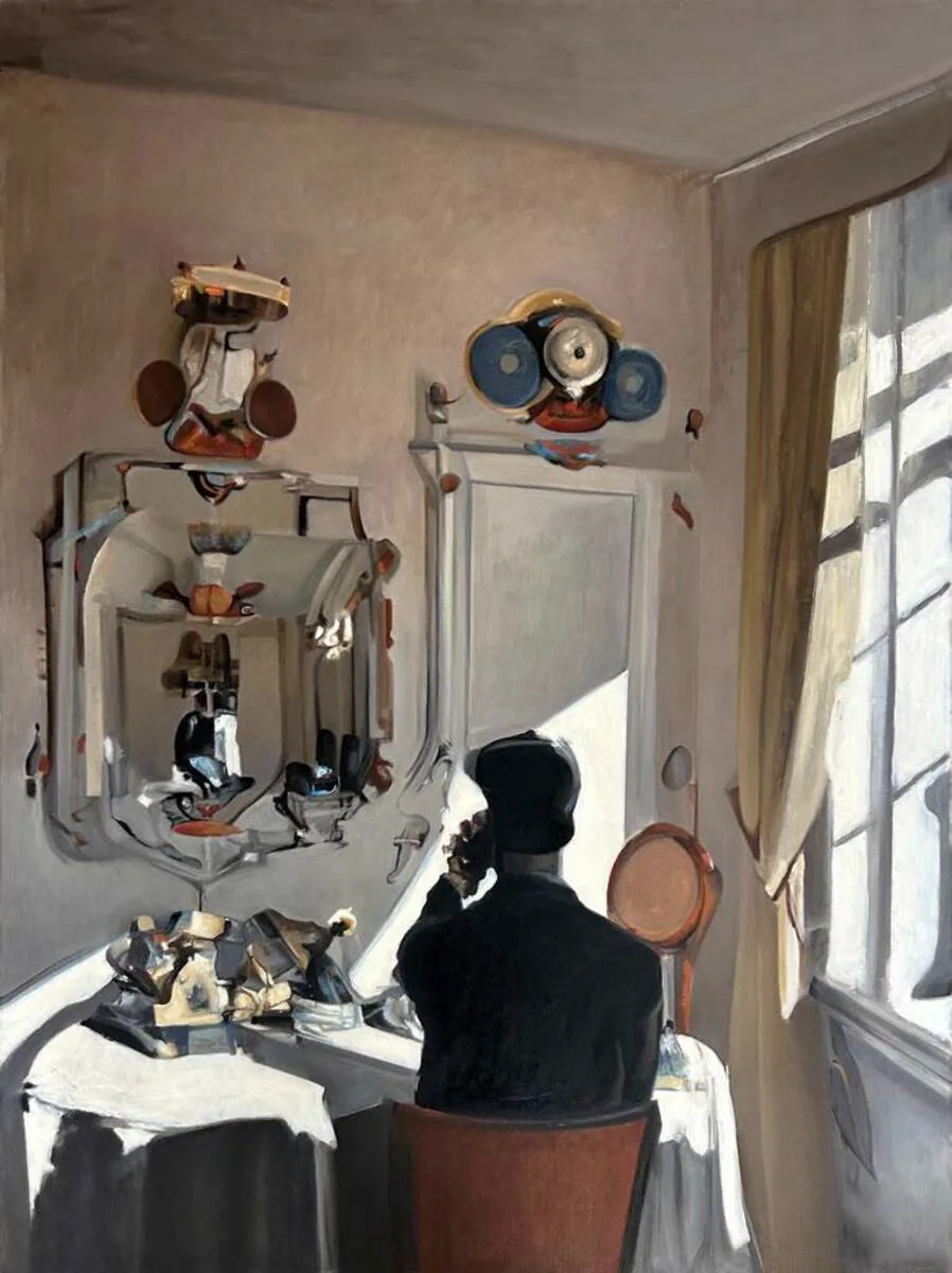 Renée Caouette, The Man In The Room With The Ocean View, oil on canvas