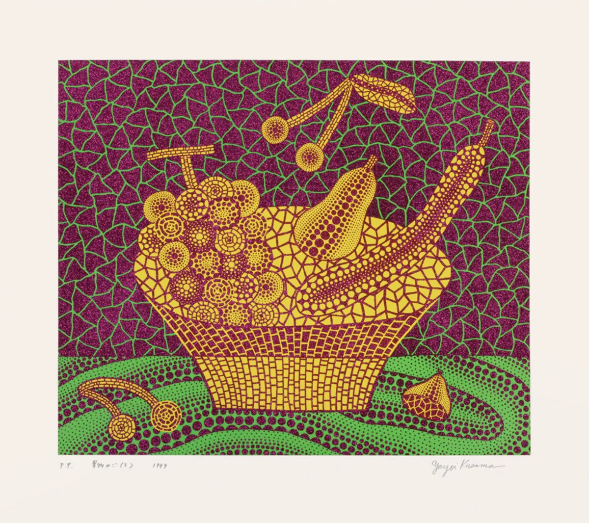 Yayoi Kusama, Fruit Basket 3, 1999, screen print with lamé on Kakita - shi paper